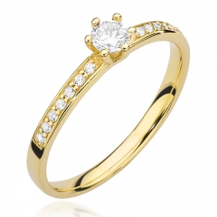 Pierścionek zaręczynowy z Diamentami 0,17ct - żółte/białe złoto próby 585